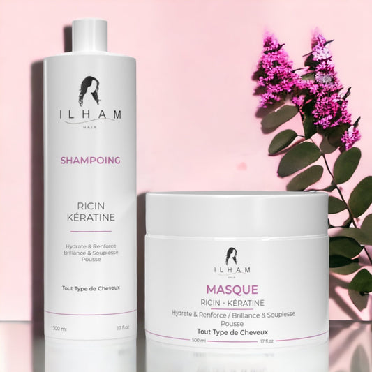 Duo Shampoing & Masque à l’Huile de Ricin et Kératine.